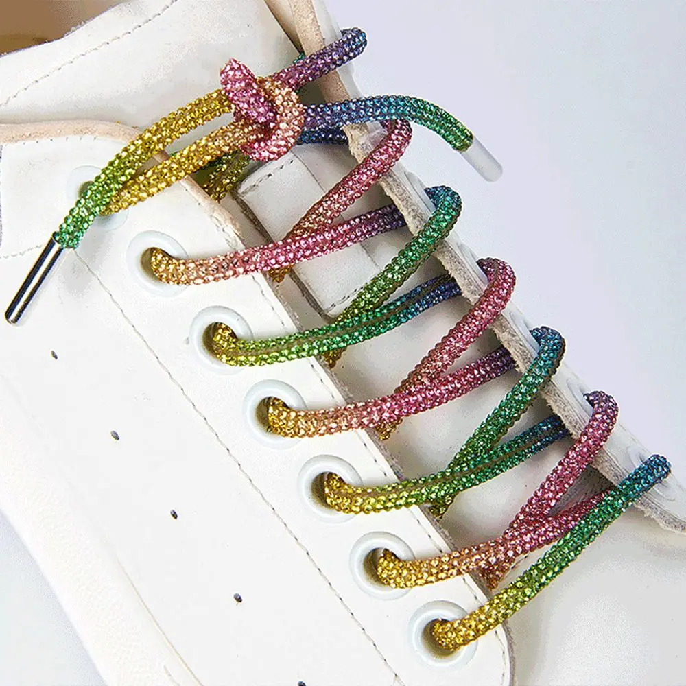 1Pc DIY Strings Luxury Rhinestone Shoelaces Rainbow Diamond Shoe laces Sneakers Laces Shoes Round Shoelace 100/120/140/160CM