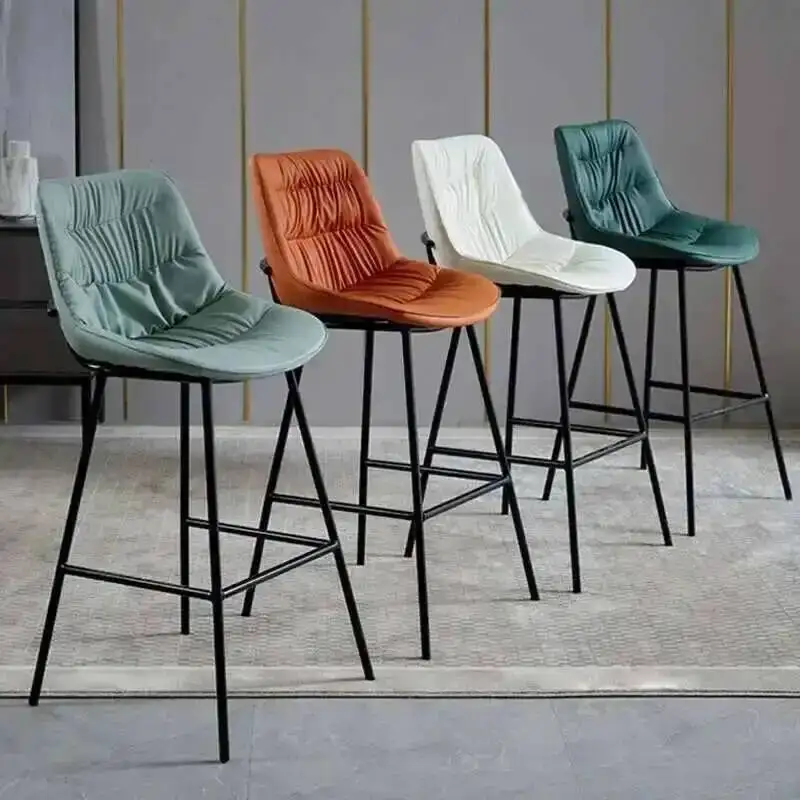 

Furniture Scandinavia for Leather Chairs Bar Bar Backrest Chair Modern Minimalist Designer Light Luxury Dining Room Bar Chair