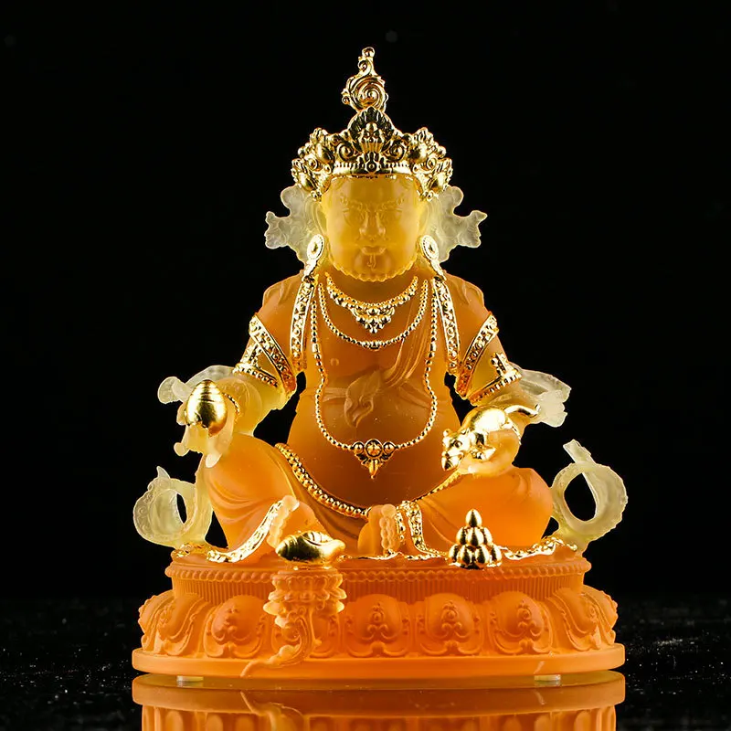 Coloured glaze Home Furnishes the Buddha Statue of Huang Caishen Tibetan Buddhist almsgiving merit crafts