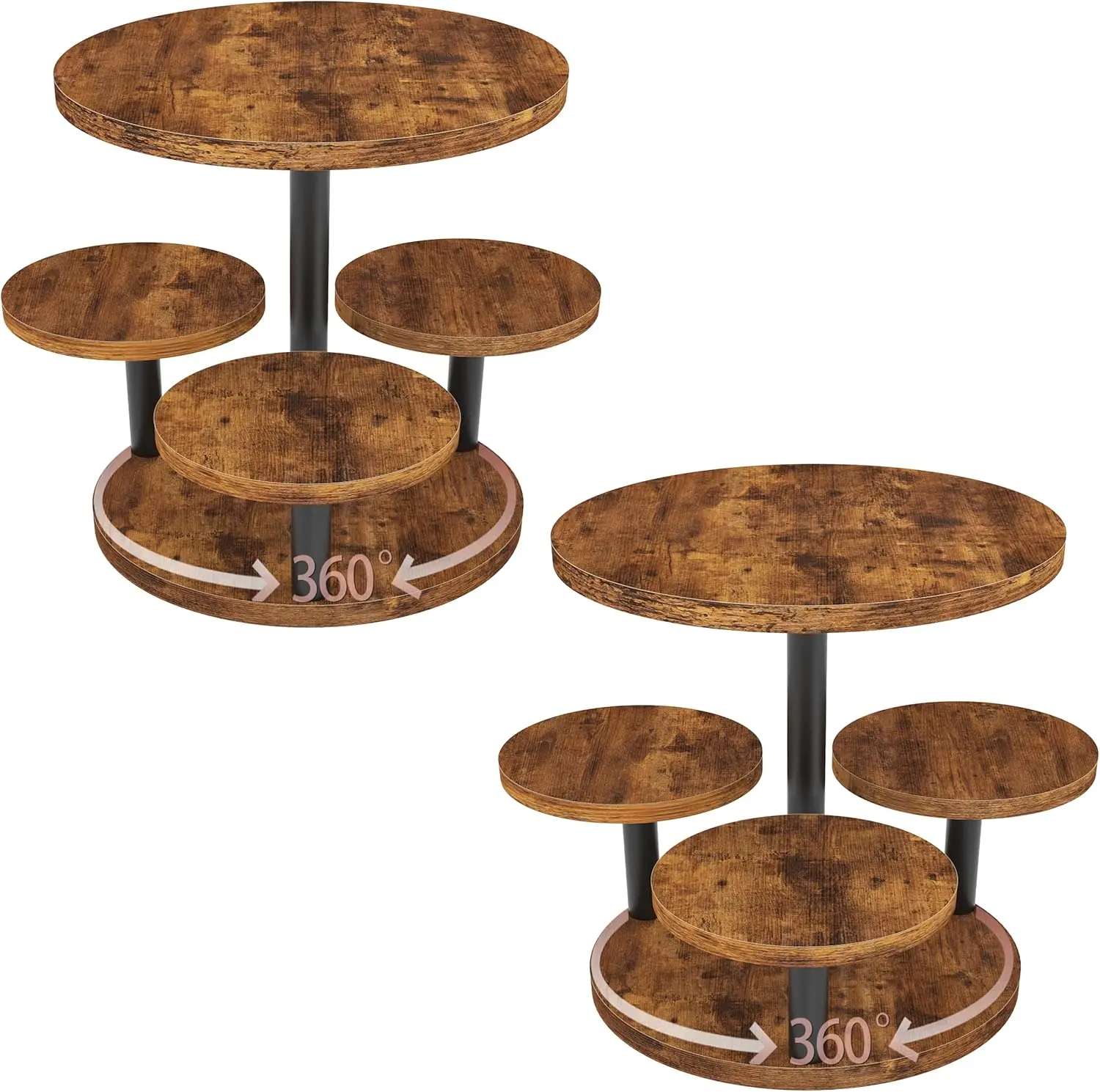 

Rotating Wood Cupcake Stand, 3-Tier Display for 50 Cupcakes, Rustic Party Serving Tray