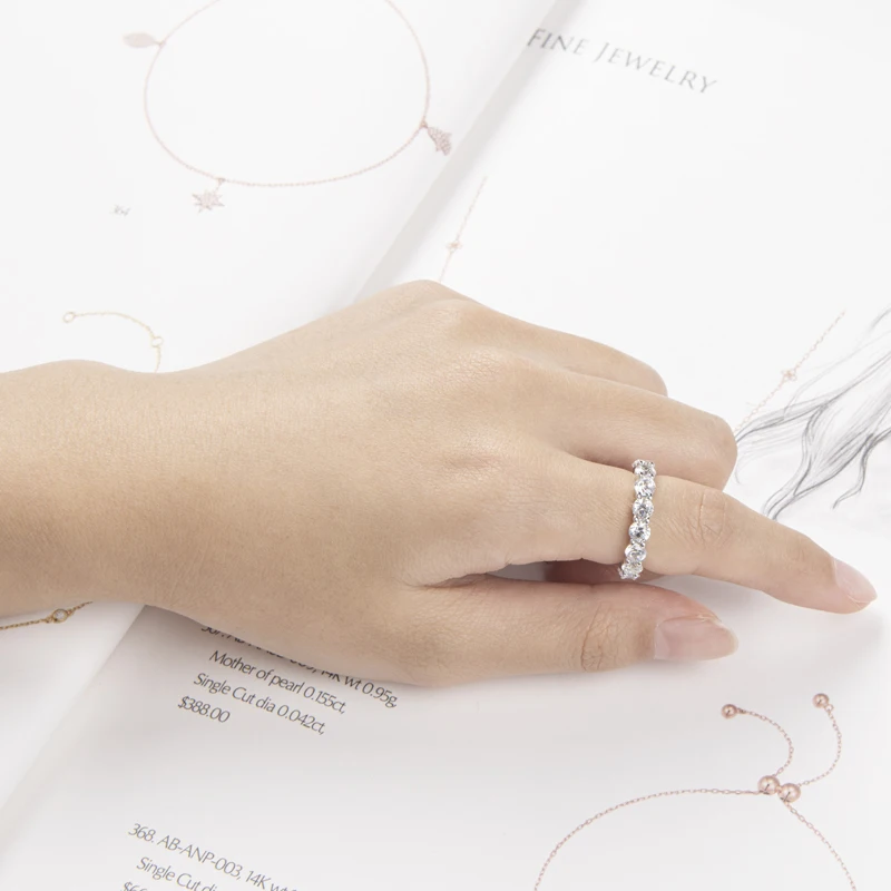 Rrjzz 4MM Voll-Moissanit Ehering für Frauen D-Farbe Laborgezüchteter Diamant Verlobungsring GRA Schmuck Geschenke – Detail 7