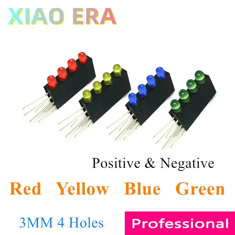 

1000pcs 4 Holes Led Lamp holder with led Black Plastic Holder Red Yellow Blue Green 4 Color 90 Degree bend leg