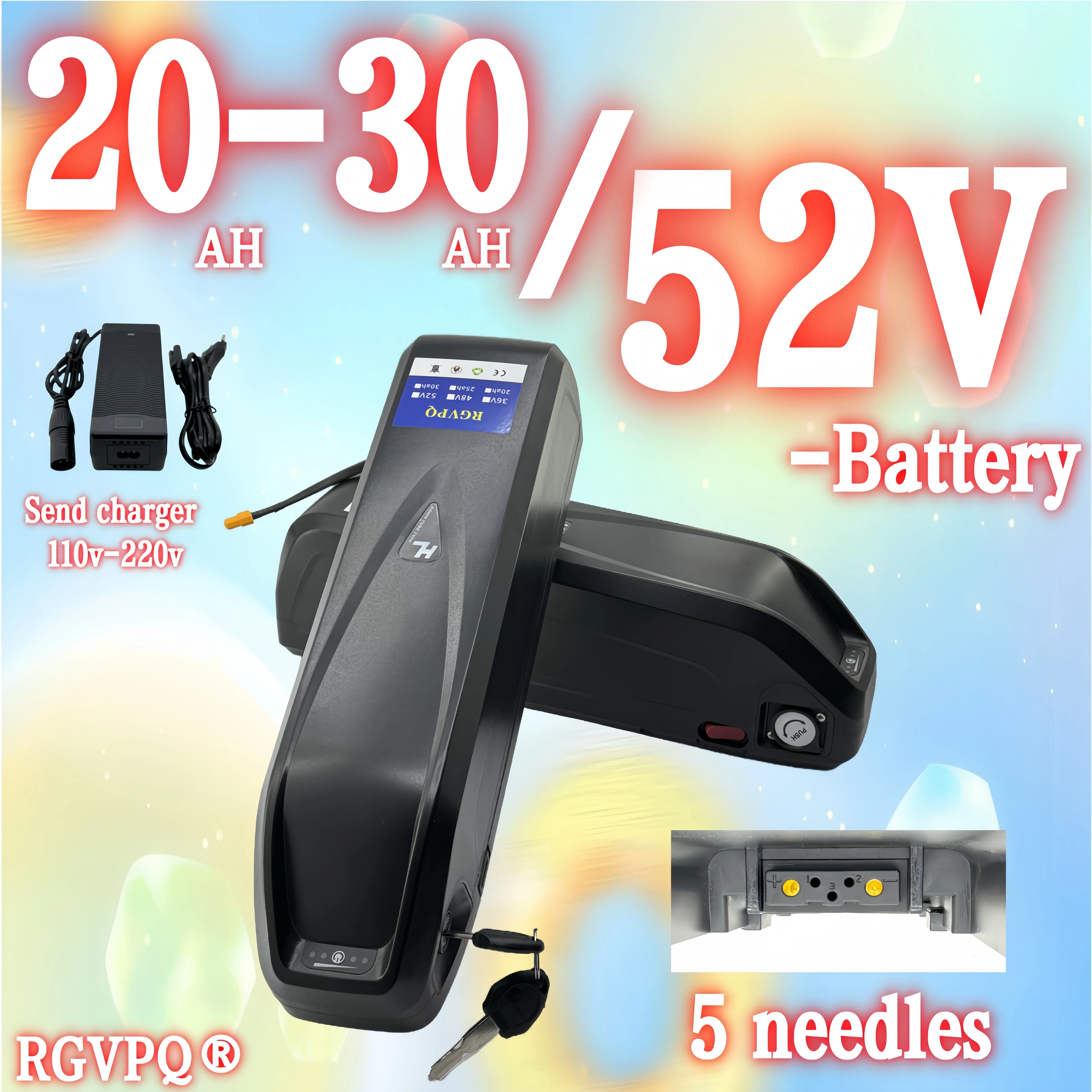 

Air freight, RGVPQ 52V5 pin, Hailong lithium battery modified two wheeled bicycle mountain bike detachable 18650 battery