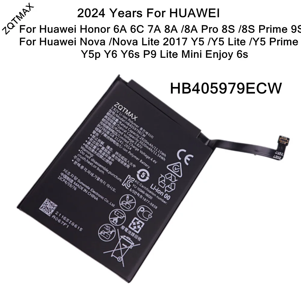 HB405979ECW Battery For Huawei P9 Lite Mini Y6 Y6s Y5 Lite Prime Y5p Enjoy 6s Nova Lite 2019 Honor 9S 7A 6A 6C 8A Pro 8S Prime