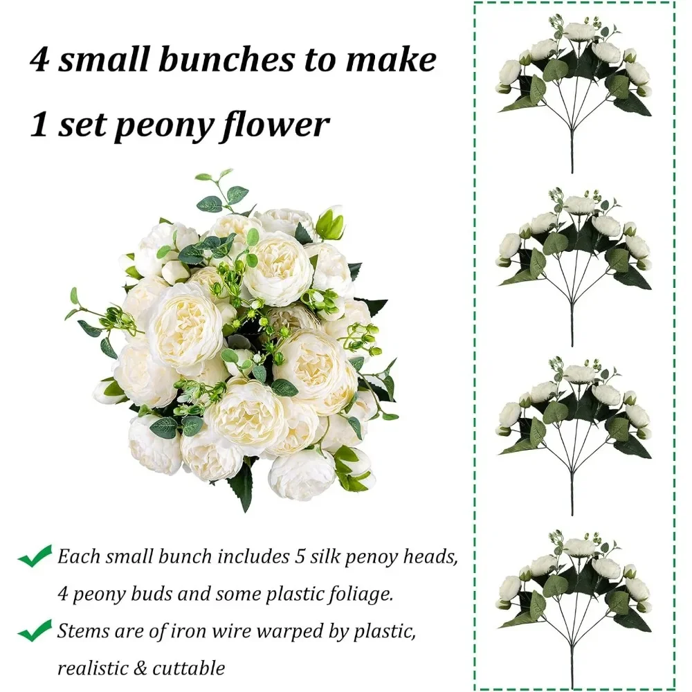 Imagem -04 - Peônias Artificiais para Mesa Centerpieces Decoração Falso Bouquet Flor Flores do Casamento Decoração do Partido 24 Pcs