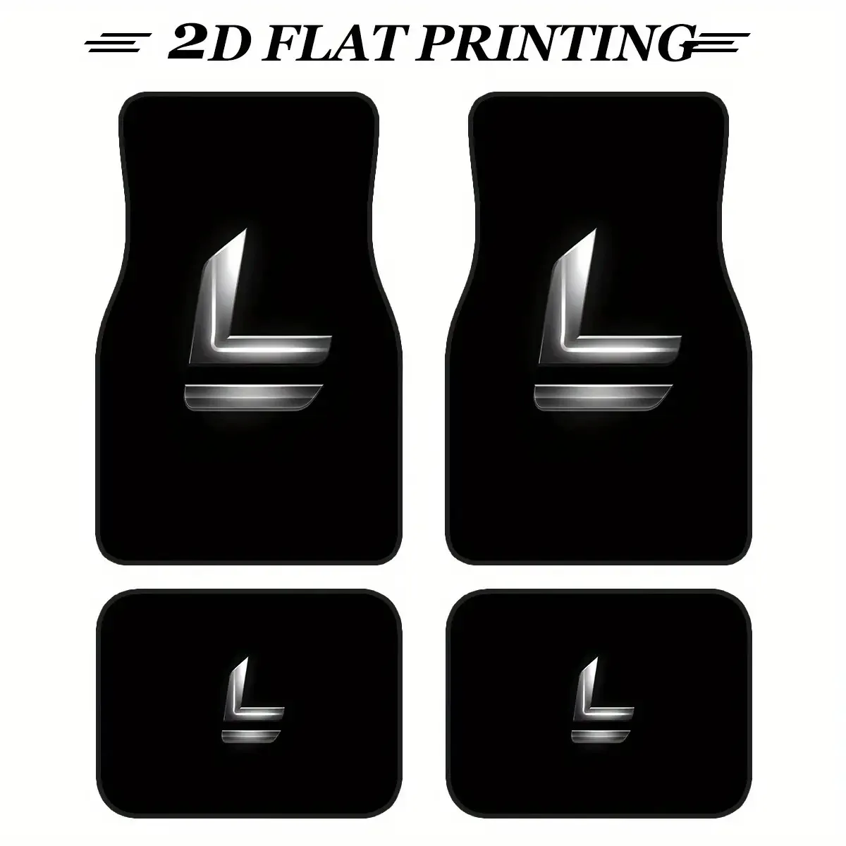 2D 4pcs, Car Mats, Suitable For Lexus Silvery L Letter Minimalist Style Pattern, Fits Sedan And SUV Models, Interior Decorative