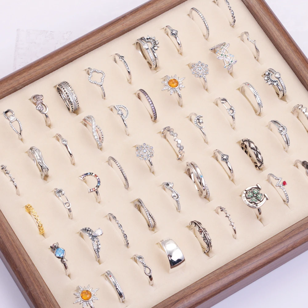 20pcs/Lot Mix Style Pearl Silver Finger Zircon Love Butterfly Sun Rings Animal Snowflake Chain Hollow Leaf Party Jewelry Girl