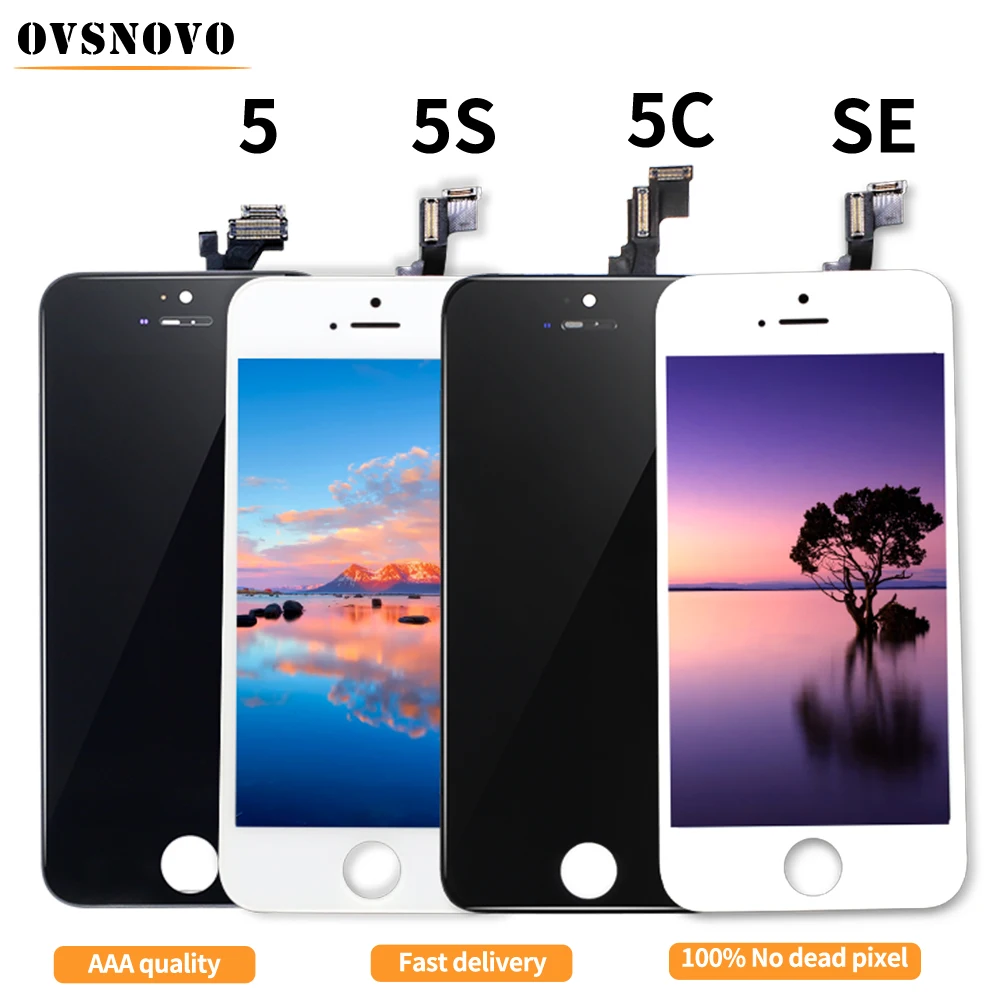 Factory Direct Sale AAA+++ LCD Screen For iPhone 5 5c 5s SE Touch Glass Replacement Black and White Teset One by One 100% Work