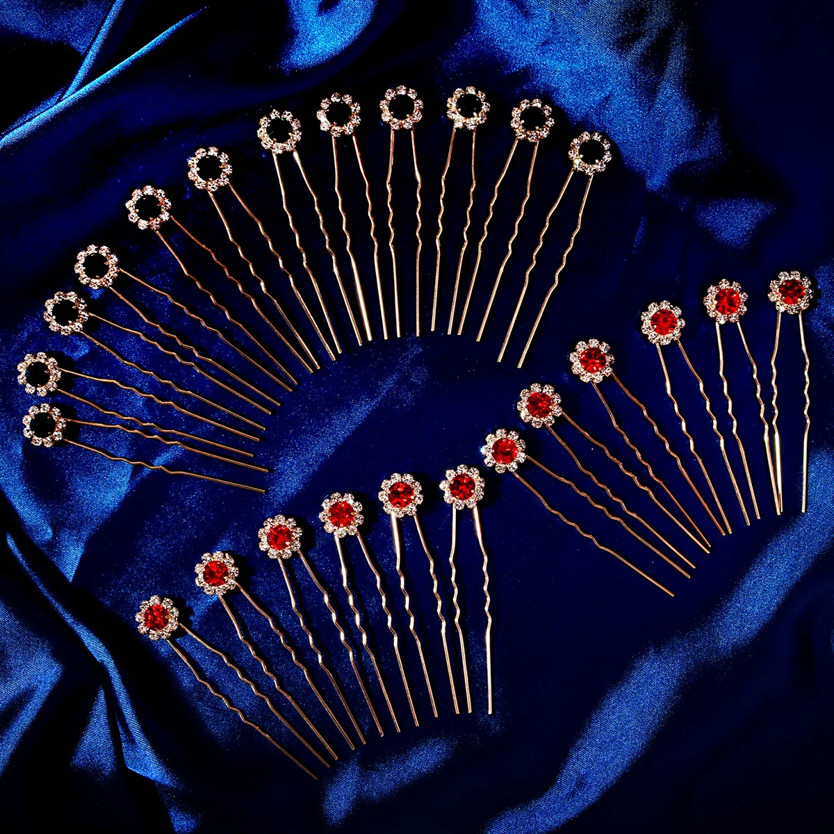 

12PCS Fashion Simple Rhinestone Flower U-Shaped Hairpins For Women Classic Updo Hair Clips Christmas Party Hair Accessories Gift