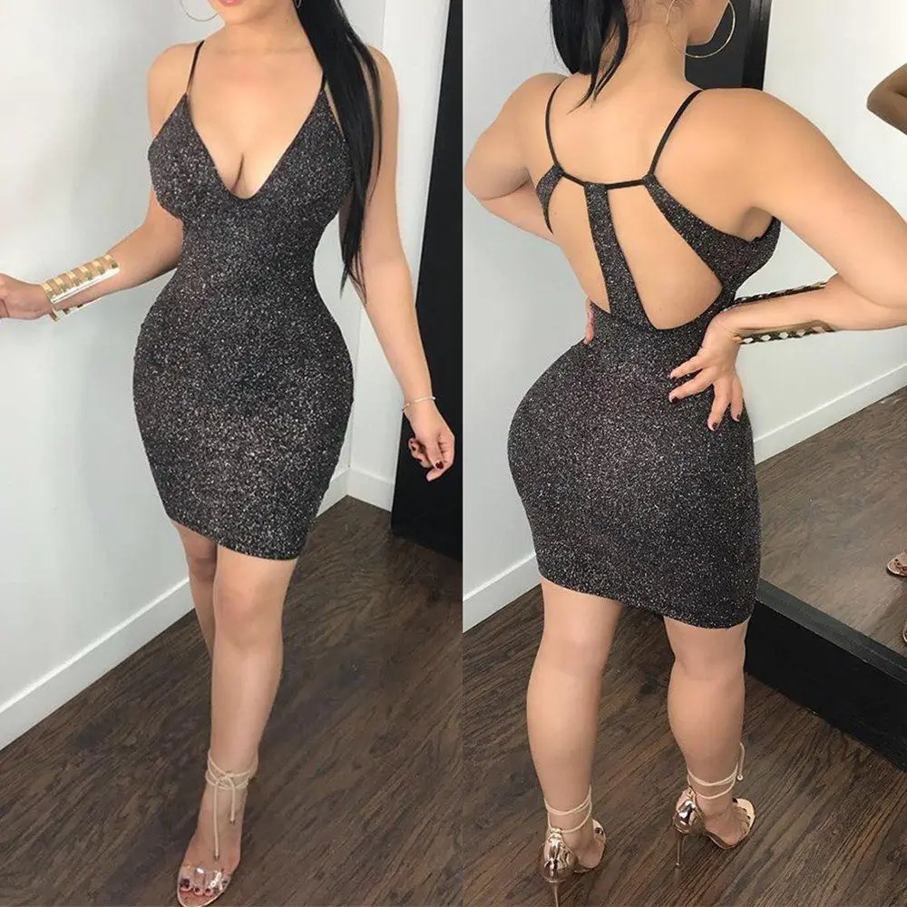 

Hollow out backless slim fit sexy patchwork short skirt dress