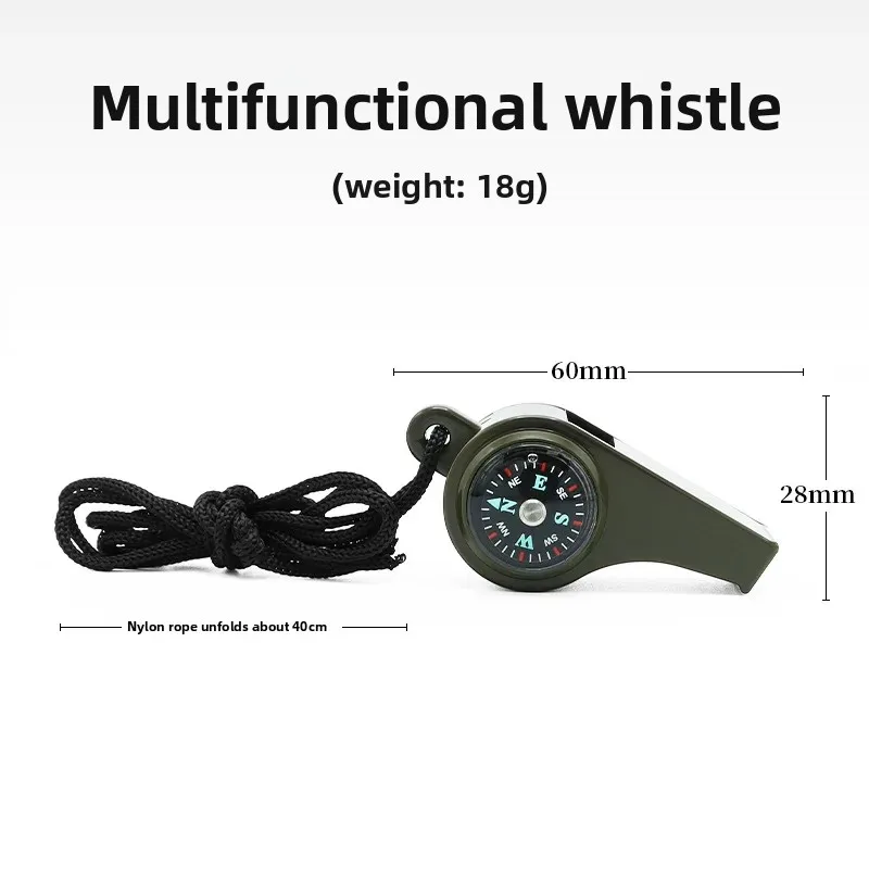 3 في 1 للتخييم والمشي لمسافات طويلة في حالات الطوارئ مع بوصلة ومقياس الحرارة وأدوات التخييم في الهواء الطلق باللون الأخضر العسكري #4