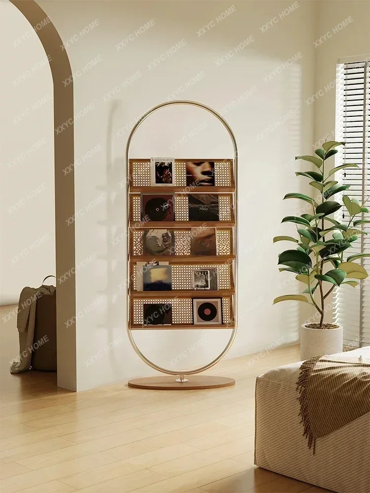 Floor-to-ceiling French magazine rack, medieval display, storage, newspaper, picture book rack, solid wood