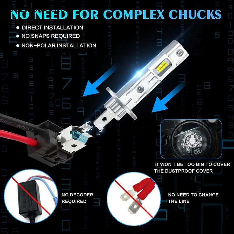 [ZY]2500W H1 LED Headlight Bulb CSP For Car Headlamp H1 Fanless Light Auto Diode Fog Lamps 12V White Automobile 24V[ZY]