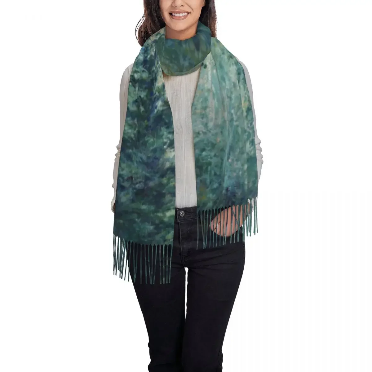 Luxury Morning On The Seine Near Giverny Tassel Scarf Winter Fall Warm Shawls Wraps Ladies Claude Impressionist Scarves