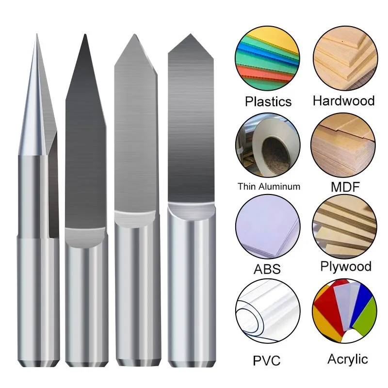 1pc 6mm Shank V Shape Engraving Bit Flat Bottom Tip 0.1-1.0mm PCB Engraving Bit 20-90 Degrees Carbide CNC Router Milling Cutter