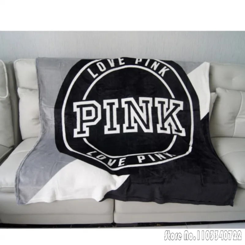 Hot Writing Letter Gray Pink Blanket Soft Warm Family Car Sofa Bed Throw Office Blankets for Women Girl Kids Gift 130x150cm