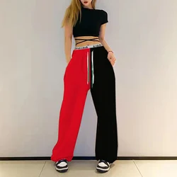 Women Clothes Trend Lacing Solid Color Loose Elastic Waist Harem Spring Street Casual Patchwork High Waist Sweatpants Autumn