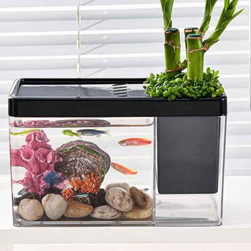 mini fish tank Betta Aquarium Transparent Aquarium Fish Tank  landscape creative small tropical fish tank Fish Bowl Organizer