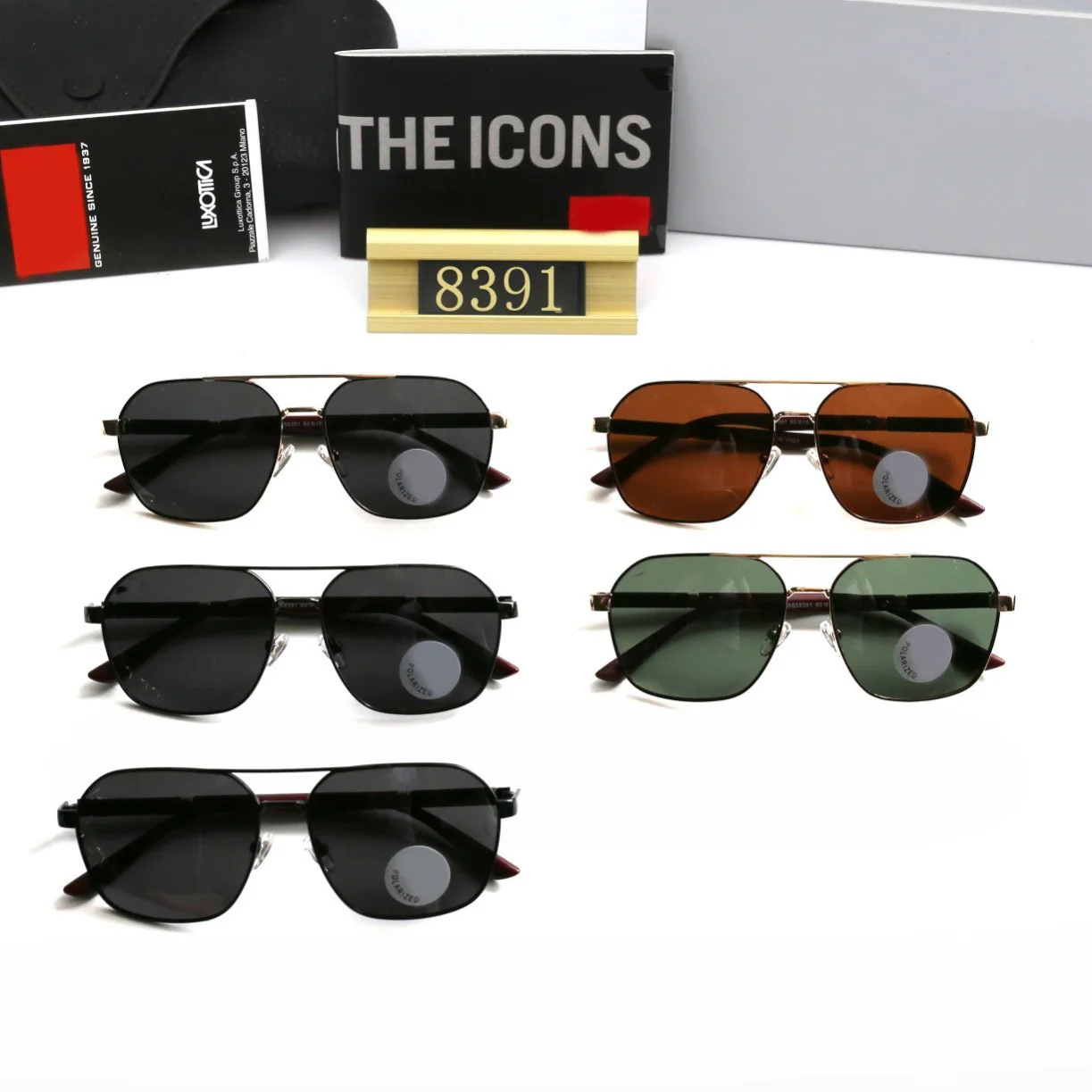 2025 new RB square frame fashionable retro pilot sunglasses high-end men's and women's styles UV resistant lenses