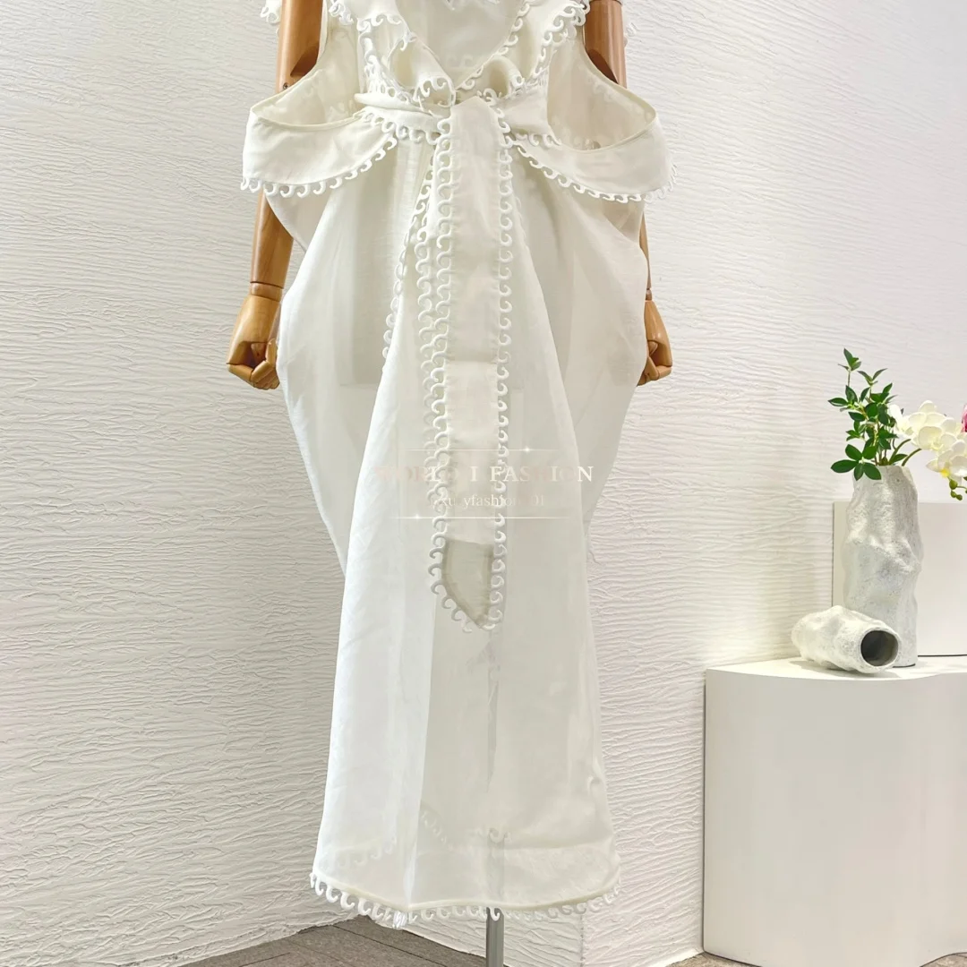 2025년 신상 패션 여성용 민소매 컷아웃 미디 드레스 고품질 사진과 동일