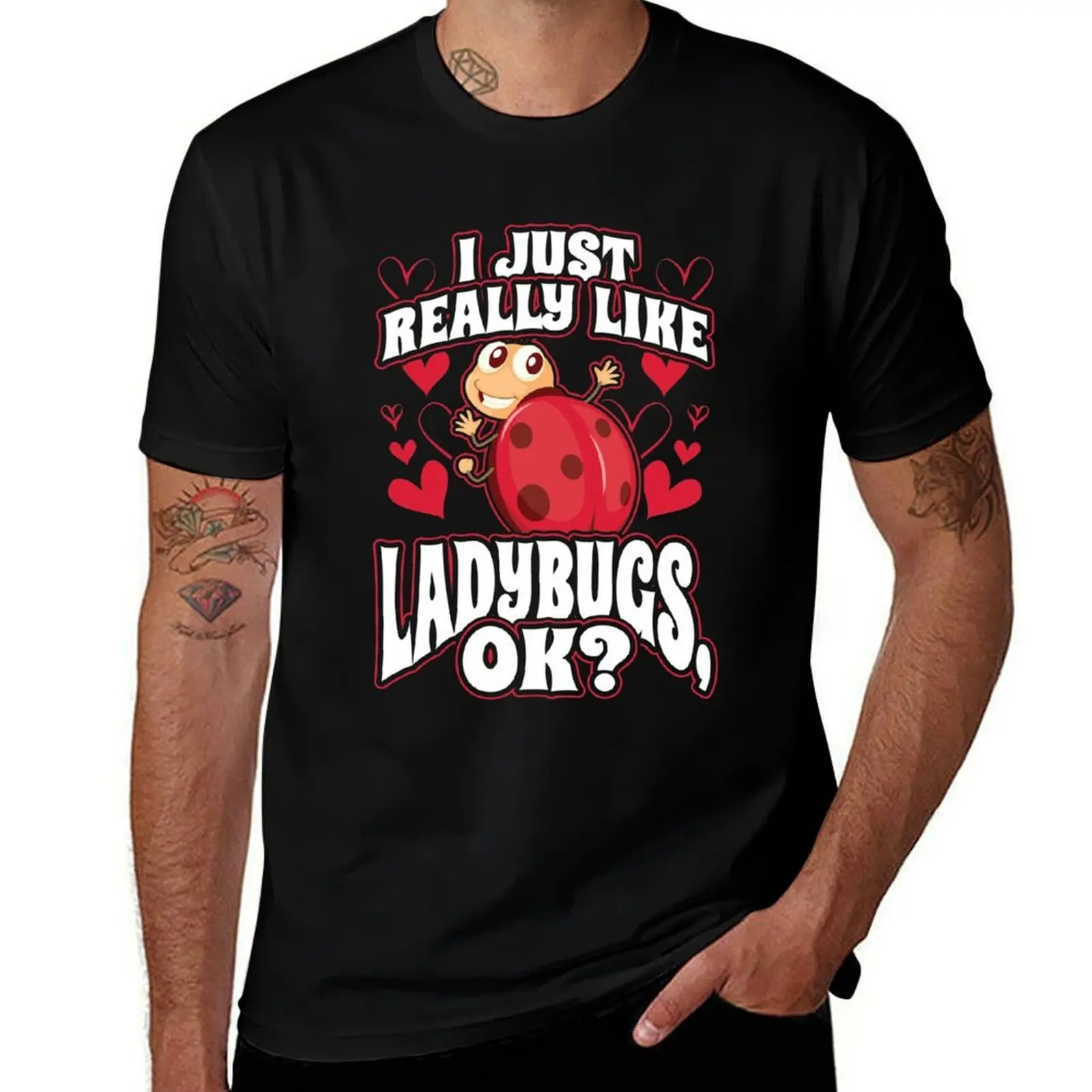 I Just Really Like Ladybugs OK T-Shirt Soft Lightweight Cotton T-Shirt