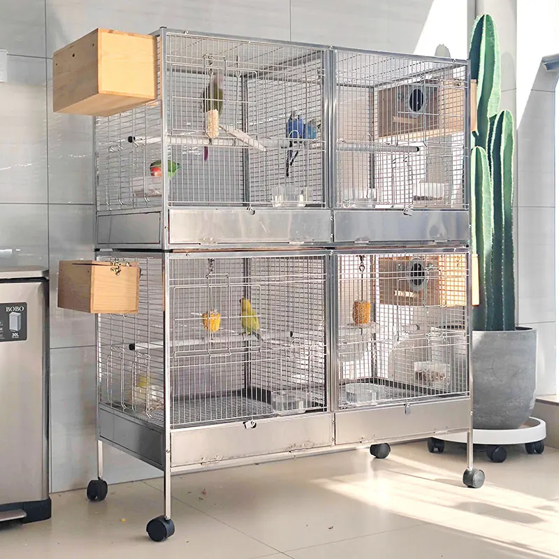 

Double-layer stainless steel bird cage, parrot cage, large horizontal silk Xuanfeng tiger skin, special breeding, large