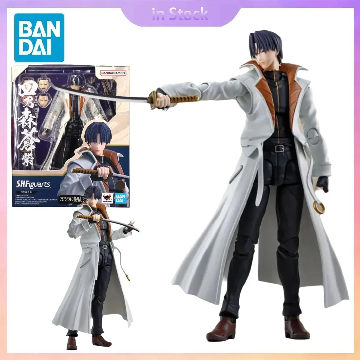

Оригинальный Bandai, оригинальный в наличии SHF Shinomori aoshi Rurouni Kenshin, коллекция аниме, наборы моделей экшн-фигурок, подарок для мальчика и девочки