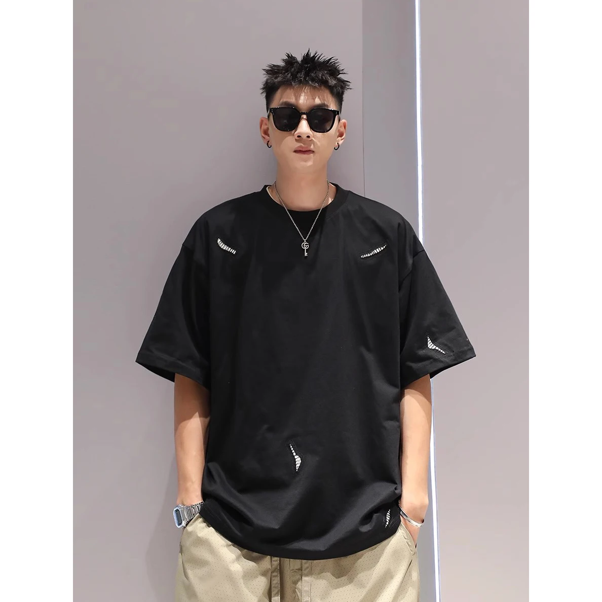 الهيب هوب التصحيح تي شيرت للرجال النساء 2025 الصيف فضفاضة قصيرة الأكمام التي شيرت المتضخم Techwear الشارع الشهير قطنية عالية الجودة Y2K