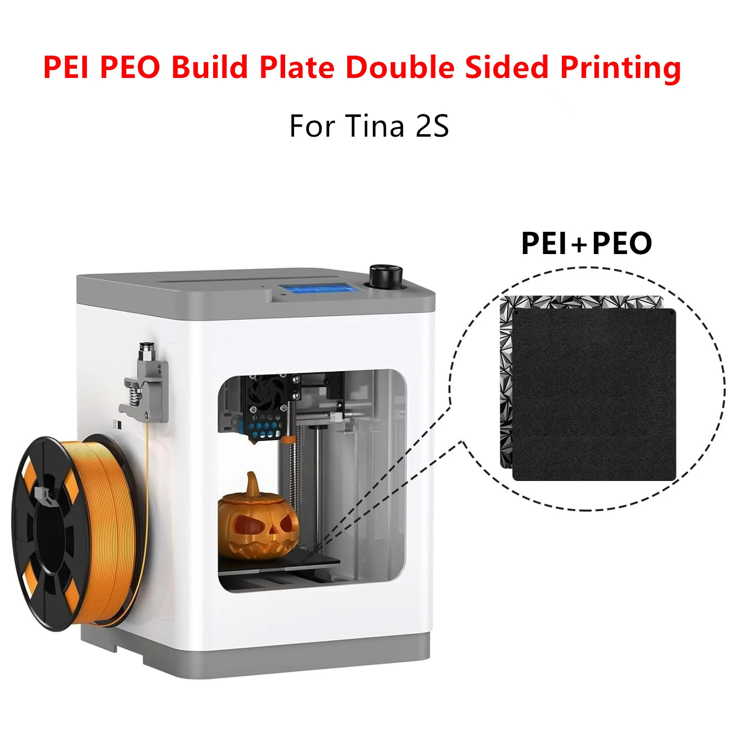 Black Textured PEI+Smooth PEO 120x110mm for Tina 2S Build Plate Double Sided Printing Spring Steel Sheet Magnetic Heat Bed