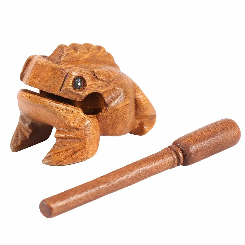 Thailand Feng Shui Lucky Frog Wooden Figurine - Croaking Musical Ornament for Home & Office Decor