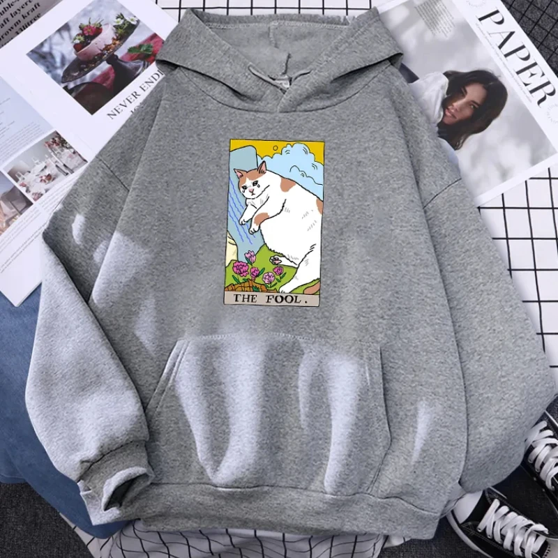 

The Fool Sad Cat Meme Print Female Sweatshirt Casual Comfortable Hoodie Fashion Soft Pullover Simple Autumn Warm Womens Clothing