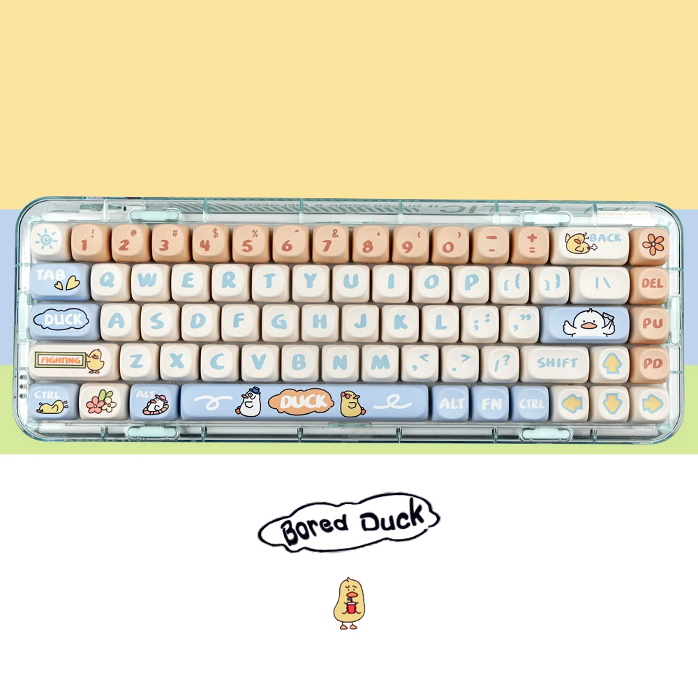 LUCKY-Bored Duck 139Keys/Set PBT Keycaps DYE-SUB MOA Profile DIY Custom KeyCap for MX Switch Game Mechanical Keyboard