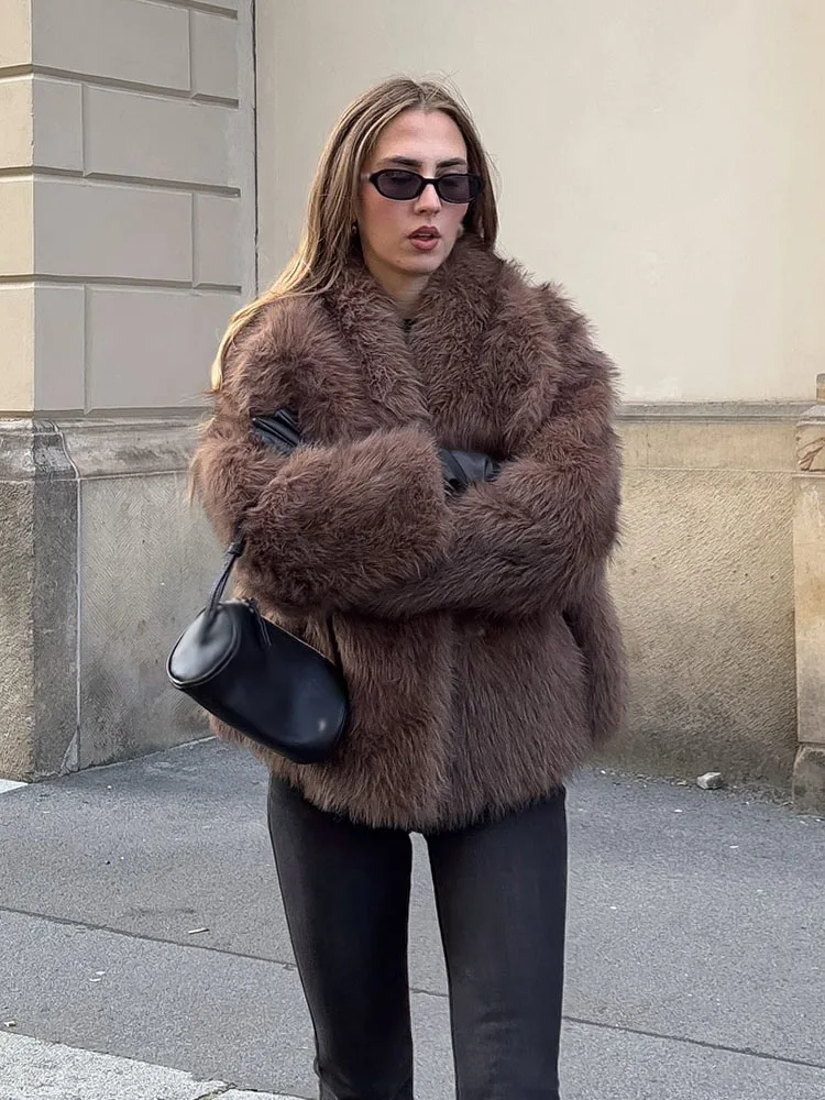 HH レディース 2025年冬ファッション 多用途 暖かい ラペルファー 3色展開 ジャケット 女性 ストリート系 シンプル フェイクファー風 ジャケット