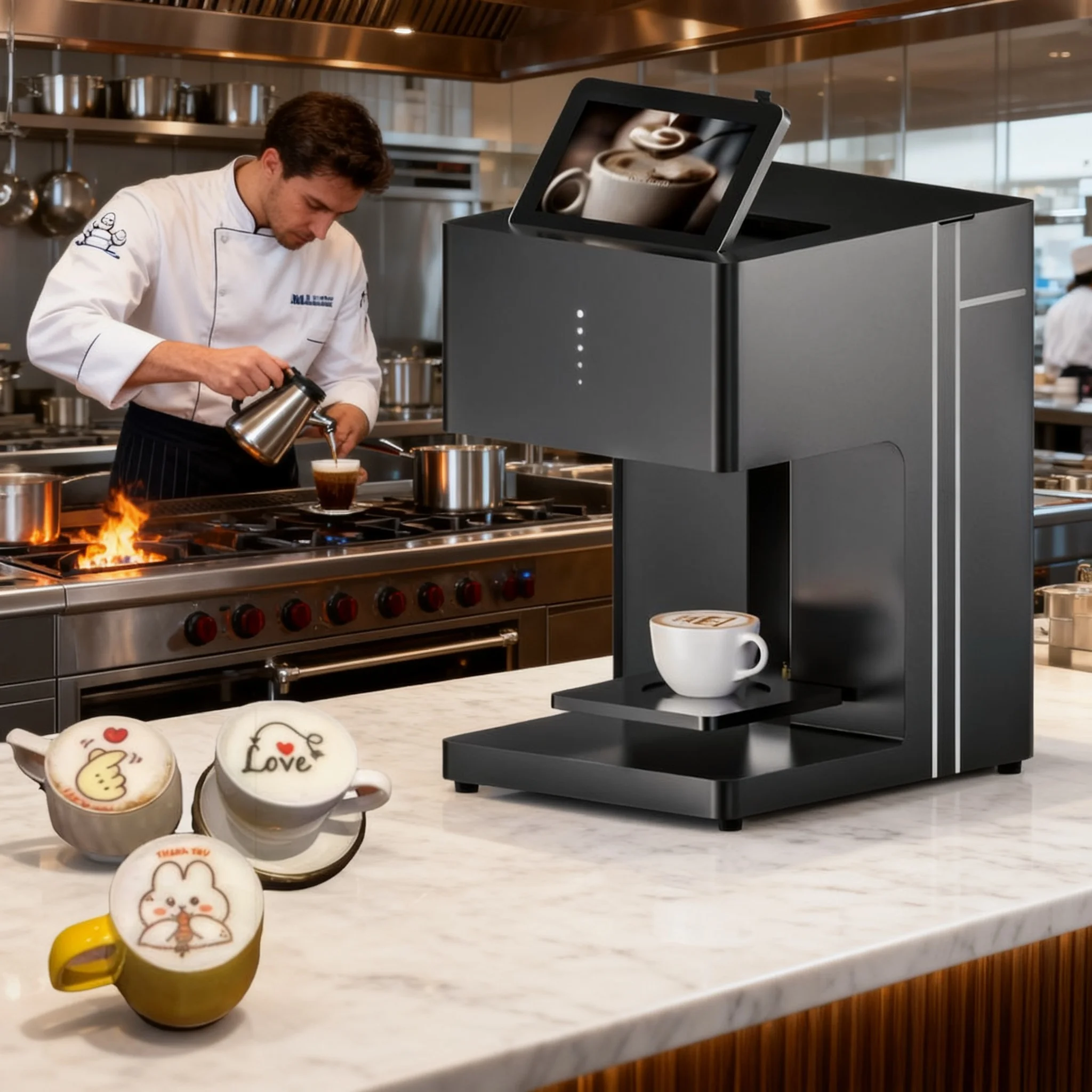 طابعة فنية للاتيه القهوة الأوتوماتيكية الذكية STLF JW Evebot |   للصور ثلاثية الأبعاد وطباعة نمط DIY على الكابتشينو |   المنزل والتجاري