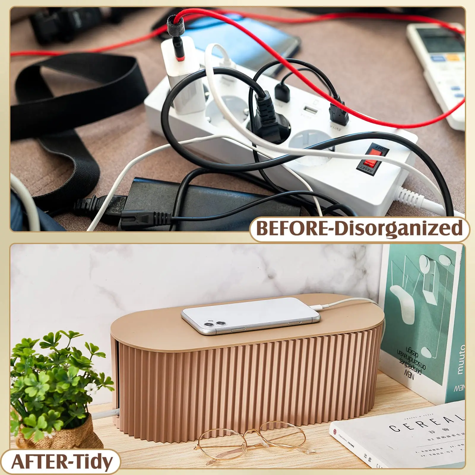Kabel-Aufbewahrungsbox mit Großer Kapazität, Datenstecker-Organizer, Desktop-Kabelmanagement-Box, Router-Halterung – Detail 12
