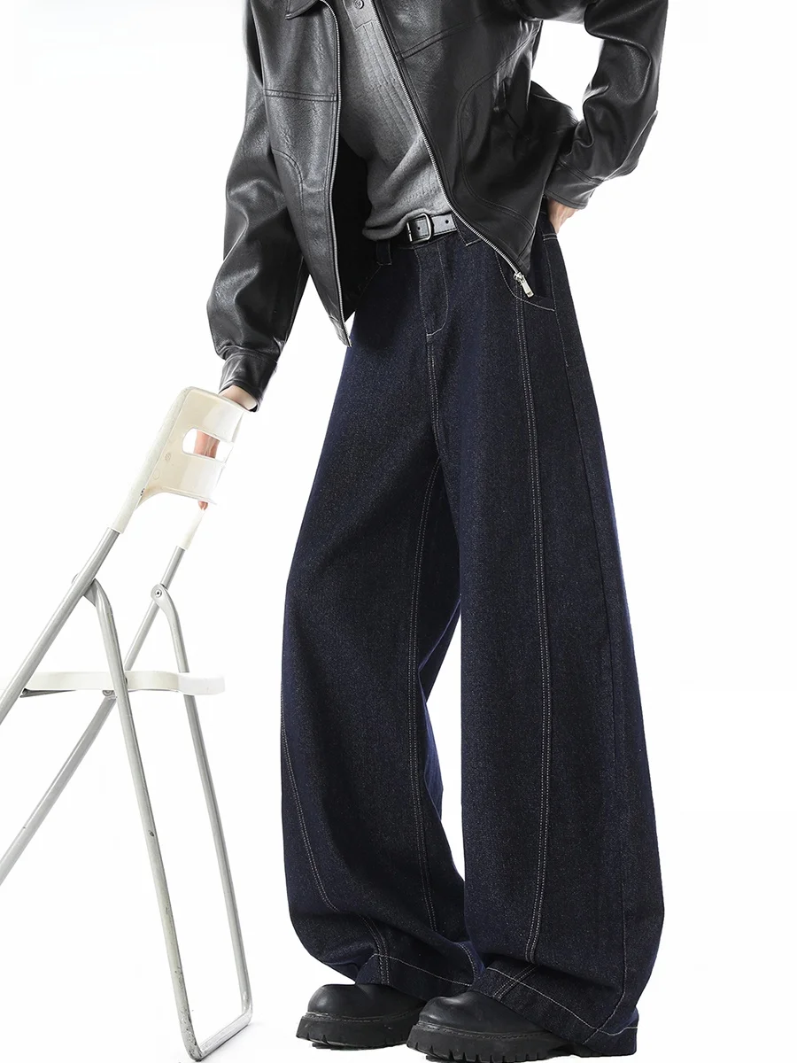 Calças Jeans de Cintura Alta e Perna Larga para Homens e Mulheres, Corte Reto, Vintage, Soltas, Confortáveis e Respiráveis pa...