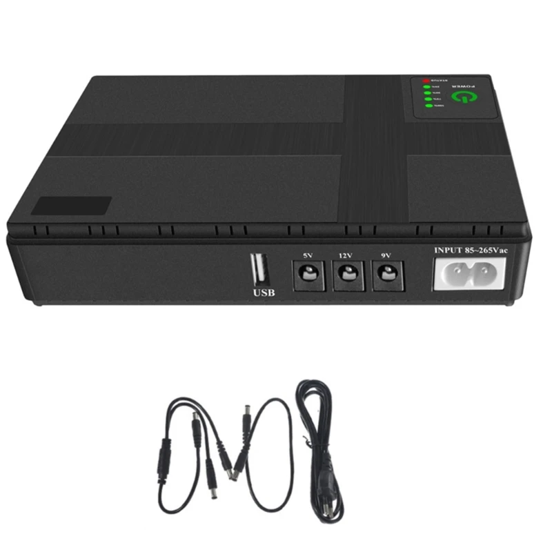 Mini fonte alimentação backup bateria UPS 10400mAh 5V/9V/12V para lâmpada LED roteador WiFi