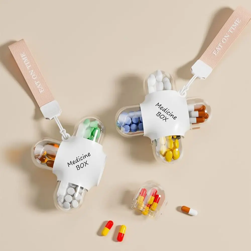 

Pill Box Splitters Waterproof Weekly Pill Box Portable Convenient Travel Pill Case Transparent with Pendent Mini Pill Box Home
