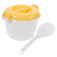 Microwave Rice Cooker White Small Lunch Box Spoon Insulated Bento Steamer Container Plastic Cup Office Home Kitchen Bar Use