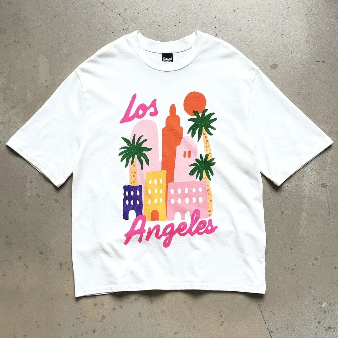 Saint T-shirt Los Angeles Tree City Print I Will Succeed Letter Graphic Oversized Short Sleeve Tee California Y2K Streetwear Top