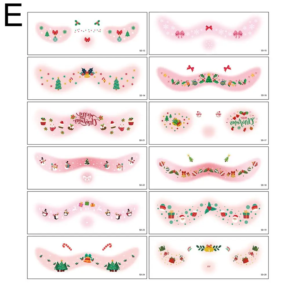 10 sztuk/12 sztuk świąteczne twarz naklejki na oczy kredka do oczu cień do powiek akcesoria kostiumowe Cosplay Halloween dziewczyny kobiety naklejki Temp S2l4