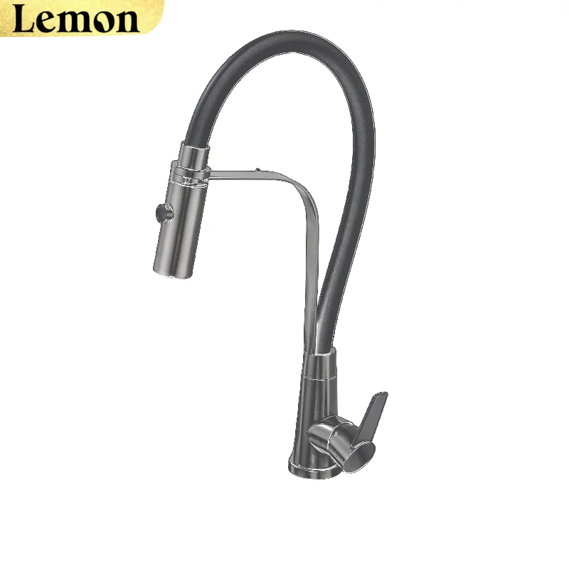 ยาง Chrome ก๊อกน้ําห้องครัว TAP หมุนดึง Stream Sprayer ก๊อกน้ําร้อนน้ําเย็น TAP One Handle KITCHEN TAP