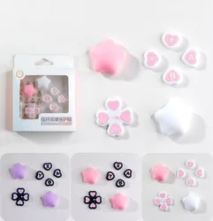 Pink Purple Love Silicone Soft D-pad Cross Button ABXY Key Sticker Skin Case For Switch Lite Console Thumb Stick Grip Cap Cover