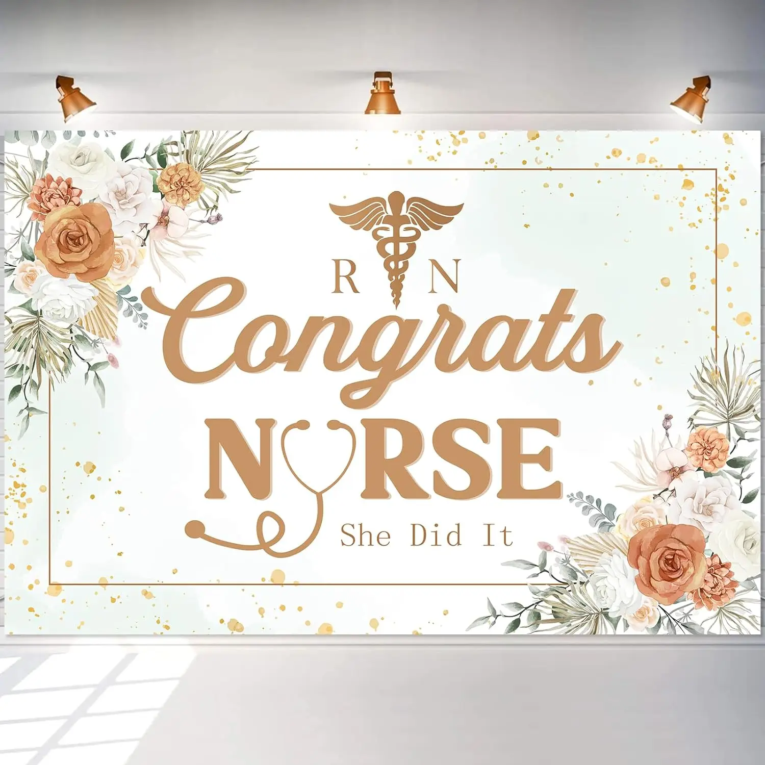 

Nurse Graduation Backdrop 2024 Congrats Nurse Banner Floral Party Supplies She Did It Graduation Backdrop for Boho Medical