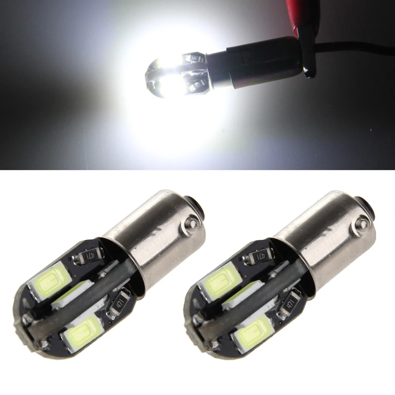 2Pcs for DC 12V BA9S H6W 5630 8 LED Car Truck Replace Reverse Instrument Panel Lamp Bulbs for Clearance Light