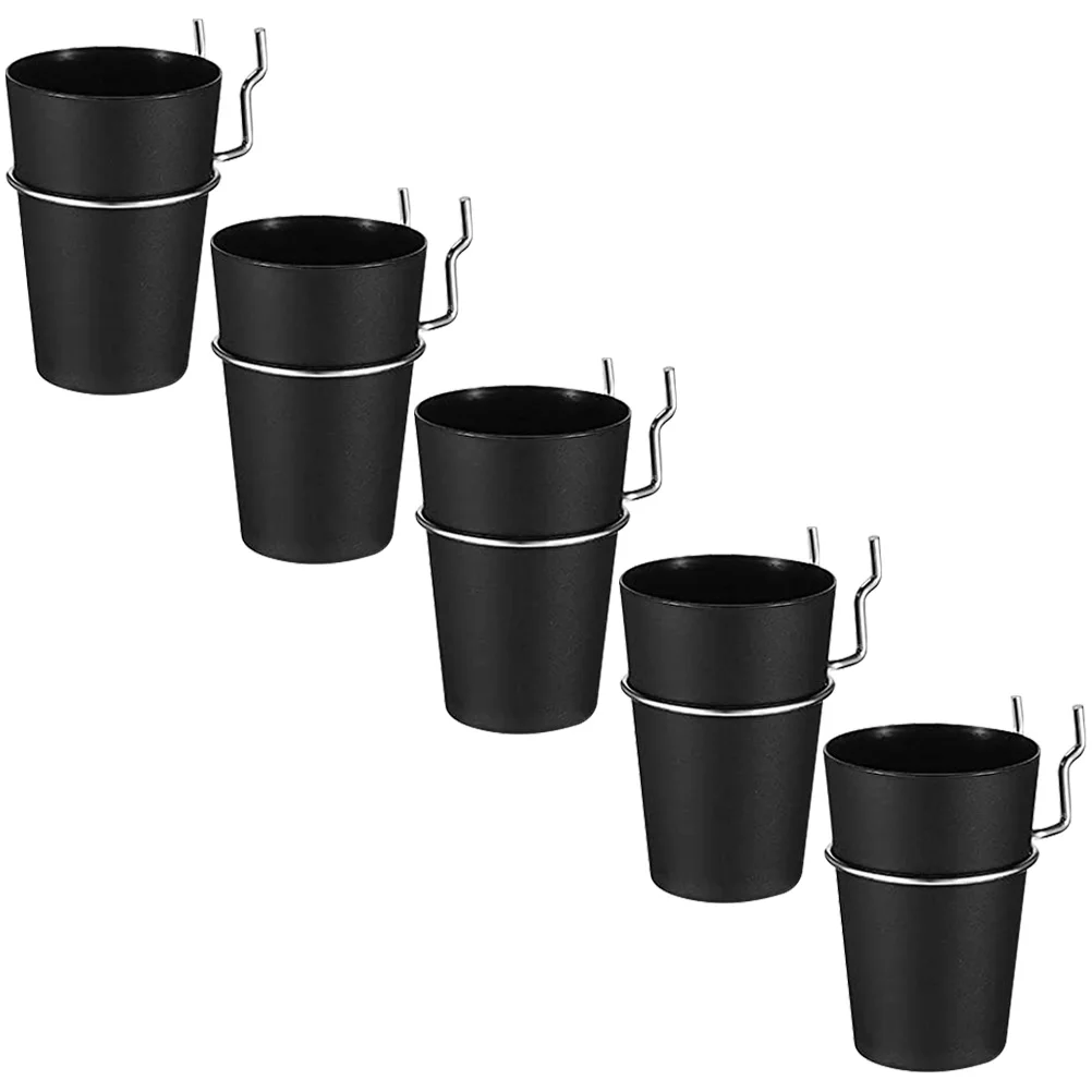 

5 Sets Black Cups with Hooks Pegboard Organizer 5 Cup Holders Storage Wall Hooks Craft Room Accessories Small Parts Pegboard