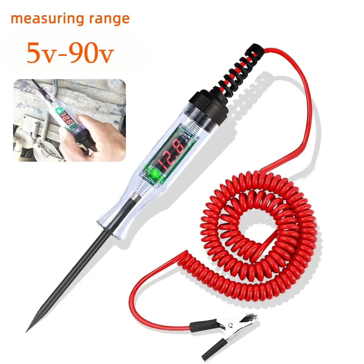 Auto Circuito Tester Pen, Max 90V, Caminhão Tensão Tester, Auto Teste de Sonda de Diagnóstico, DC 6V, 12V, 24V