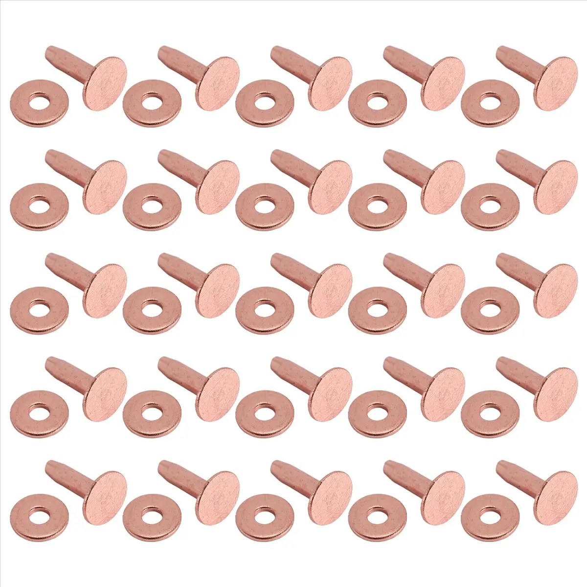 (A99Z] 25 Sets Copper Rivet Burrs Washer,15/32 Inch Long Leather Copper Rivet Fastener, for Belts Leather DIY Craft Supplies
