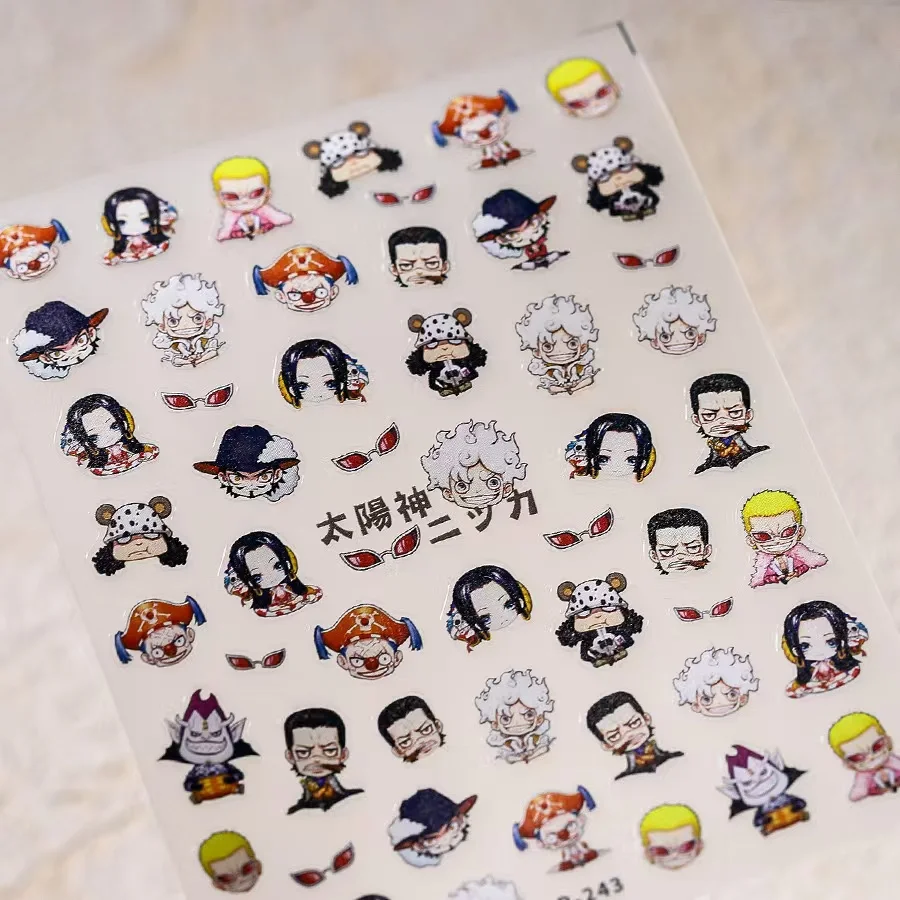 1 Stück 5D Neue One Piece Nagelaufkleber Strohhut Drei Kräfte Luffy Zoro Sanji Nagelkunst-Zubehör Shichibukai Selbstklebende Nagelsticker