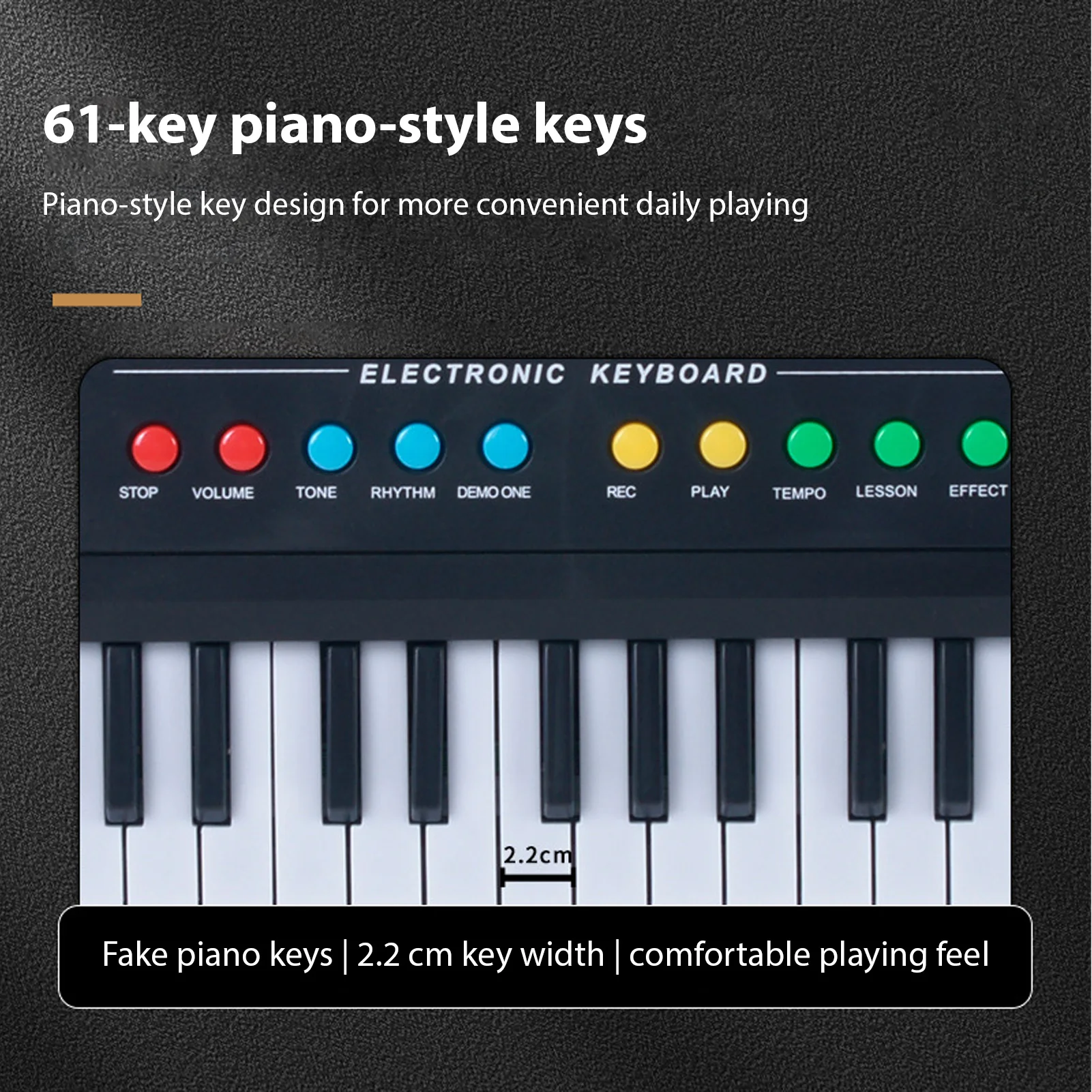 61 Key Electronic Keyboard Piano 8 Tones 16 Rhythms Recording Playback with Mic Teaching Mode Portable Music Keyboard for